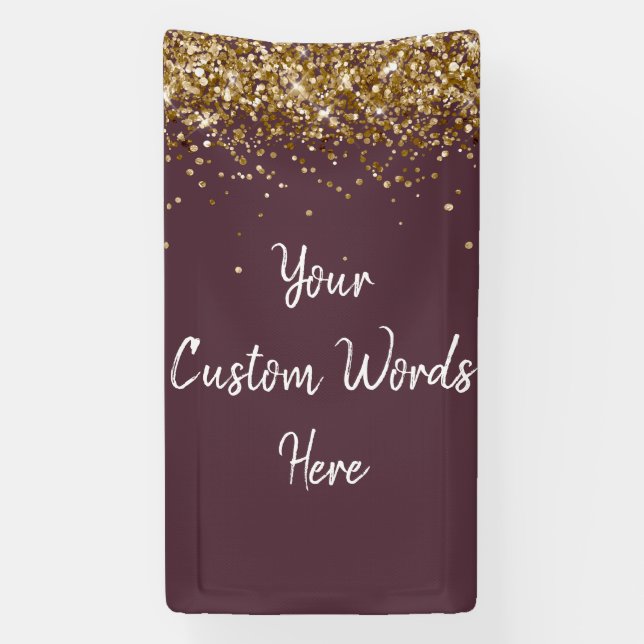 Custom Plum Purple Gold Birthday Party Photo Prop Banner (Vertical)