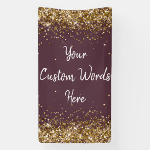 Custom Plum Purple Gold Birthday Party Photo Prop Banner