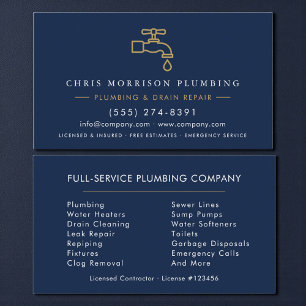 Custom Plumber  Business Card