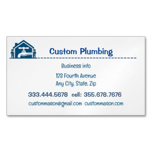 Custom Plumbing Contractors Business  Magnetic Business Card