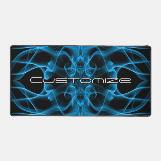 Custom Plumes of Blue Smoke on Black Desk Mat