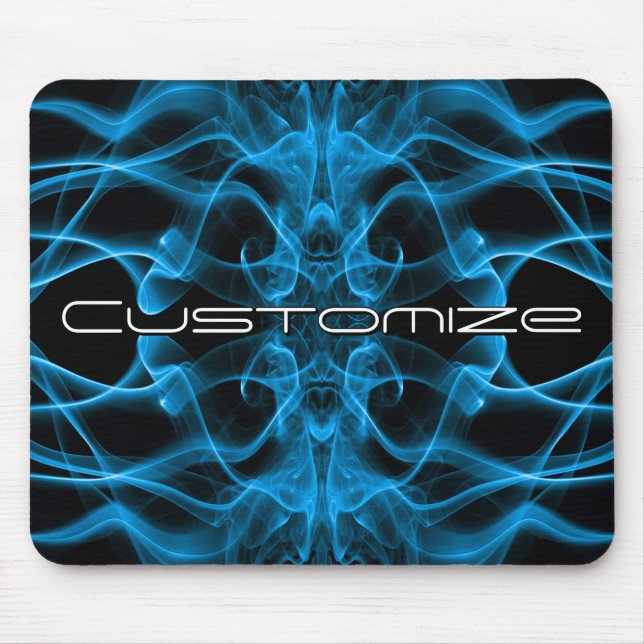 Custom Plumes of Blue Smoke on Black Mouse Pad (Front)