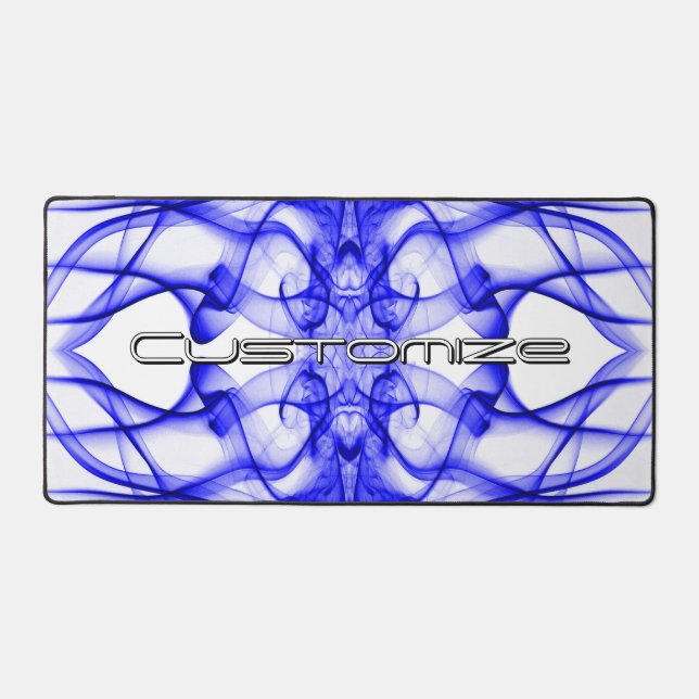 Custom Plumes of Blue Smoke on white Desk Mat (Front)