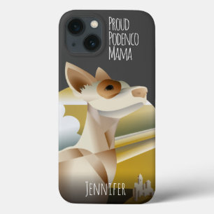 Custom Podenco Dog Art Deco Vintage Design iPhone 13 Case