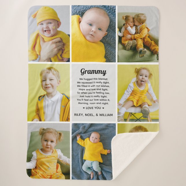Custom Poem to Grandma Nana from Grandkids Photo Sherpa Blanket (Front)