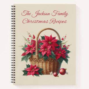 Custom Poinsettia Christmas Recipe Book