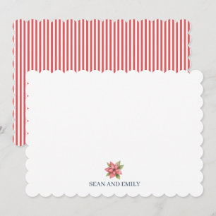 Custom Poinsettia Flower Christmas Stationary Thank You Card