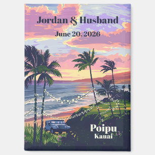 Custom Poipu Kauai Wedding Magnet