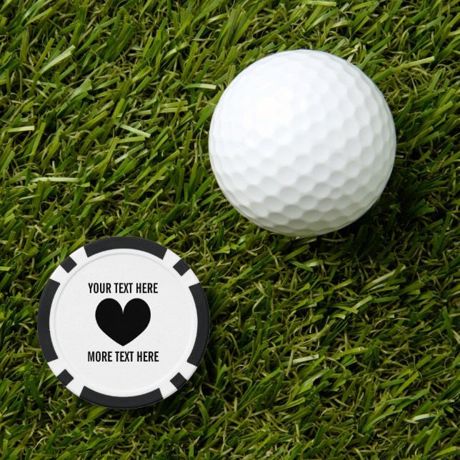 Custom poker chip golf ball marker with heart logo (Golf Ball Marker)