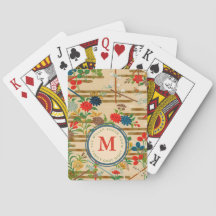 Custom Poker Room Monogram Vintage Floral