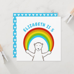 Custom Polar Bear & Rainbow Birthday Invitation
