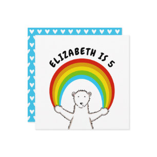 Custom Polar Bear & Rainbow Birthday Invitation