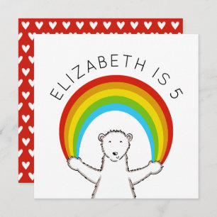 Custom Polar Bear & Rainbow Birthday Invitation