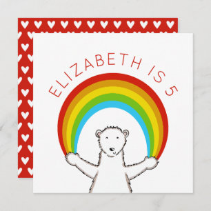 Custom Polar Bear & Rainbow Birthday Invitation