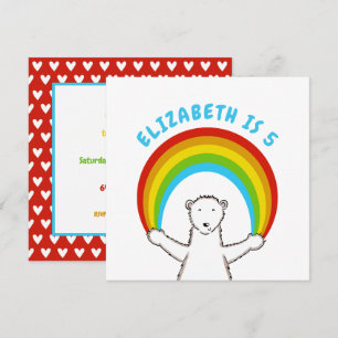 Custom Polar Bear & Rainbow Birthday Invitation
