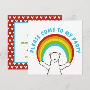 Custom Polar Bear & Rainbow Birthday Invitation
