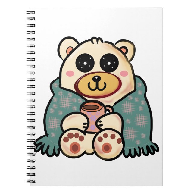 Custom Polar Bear with Coffee | Cute Winter Art Notebook (Front)