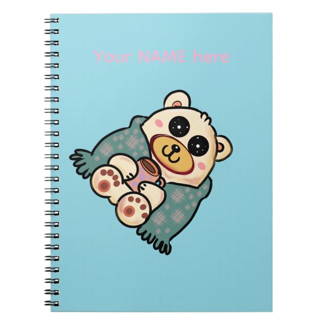 Custom Polar Bear with Coffee | Cute Winter Art Notebook (Front)