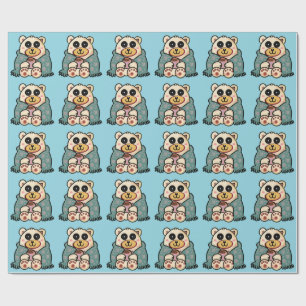 Custom Polar Bear with Coffee   Cute Winter Art Wrapping Paper
