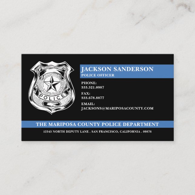 Custom Police Department Law Enforcement Logo Business Card (Front)