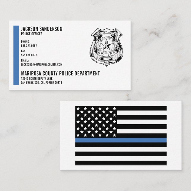 Custom Police Department Law Enforcement Officer Business Card (Front/Back)