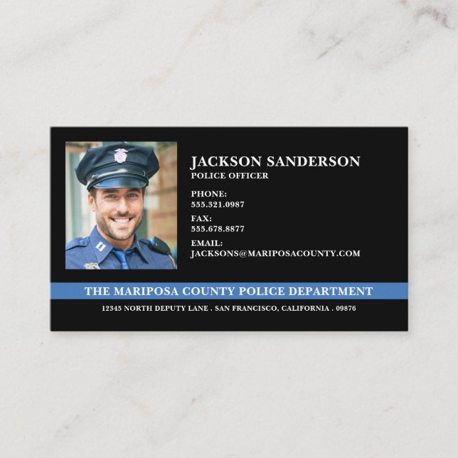 Custom Police Department Law Enforcement Photo Business Card (Front)