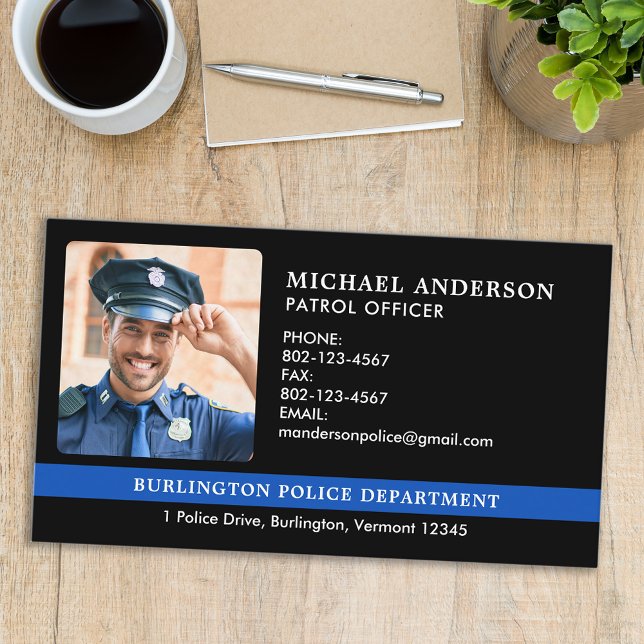 Custom Police Department Law Enforcement Photo Business Card (Creator Uploaded)