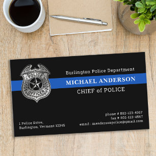 Custom Police Department Thin Blue Line Flag Logo Business Card