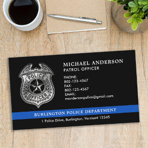Custom Police Department Thin Blue Line Logo Business Card