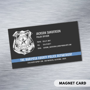 Custom Police Department Thin Blue Line Logo Magnetic Business Card