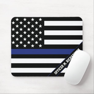 Custom Police Law Enforcement Thin Blue Line Mouse Pad