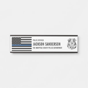 Custom Police Officer Department Thin Blue Line Door Sign