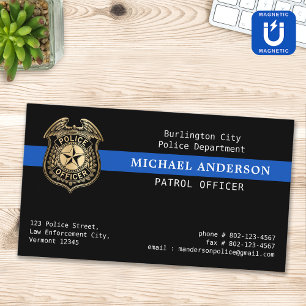 Custom Police Officer Dept Law Enforcement Logo  Magnetic Business Card