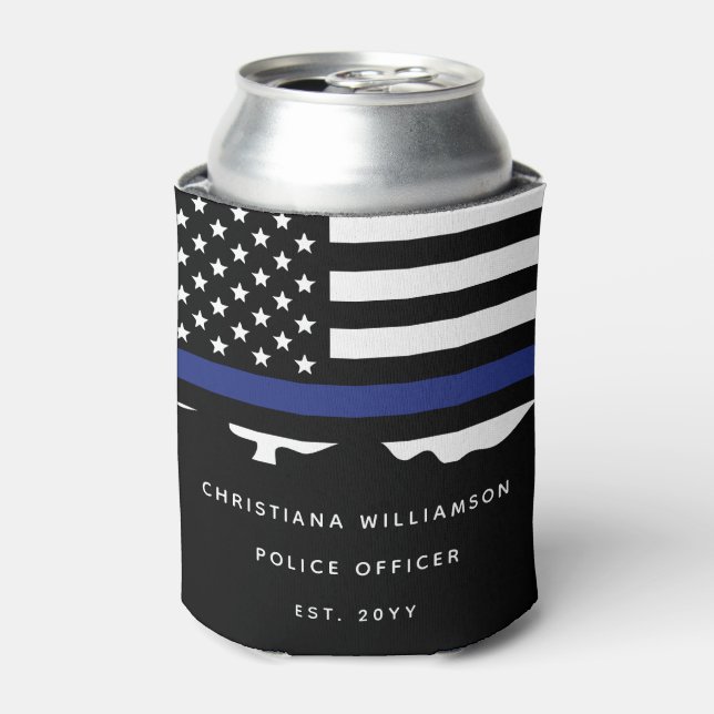Custom Police Officer Police Academy Graduation  Can Cooler (Can Front)
