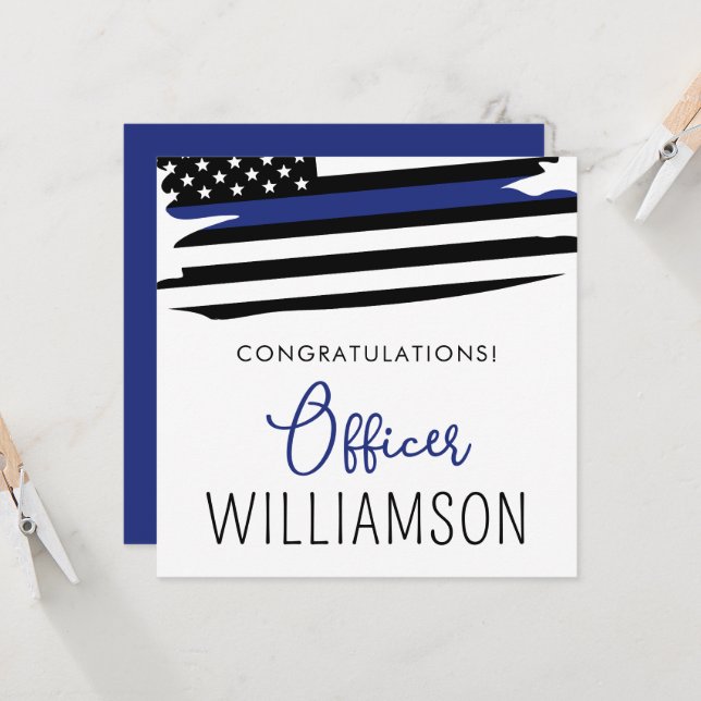Custom Police Officer Police Academy Graduation Card (Front/Back In Situ)