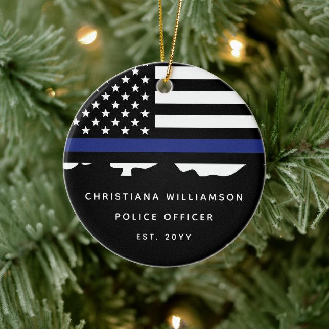 Custom Police Officer Police Academy Graduation  Ceramic Ornament (Tree)