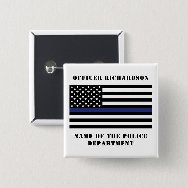 Custom Police Officer Thin Blue Line Police 15 Cm Square Badge (Front & Back)