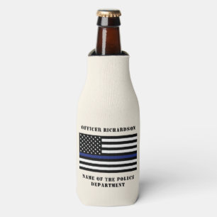 Custom Police Officer Thin Blue Line Police Bottle Cooler