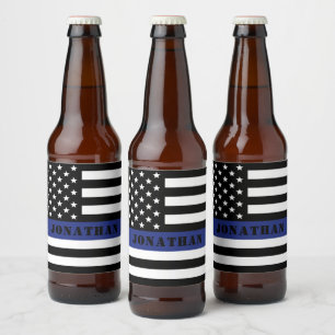 Custom Police Officer Thin Blue Line Police Dept. Beer Bottle Label