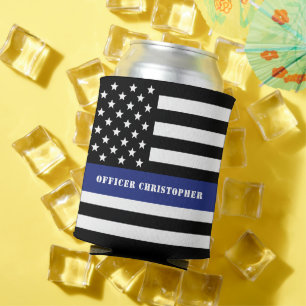 Custom Police Officer Thin Blue Line Police Dept.  Can Cooler