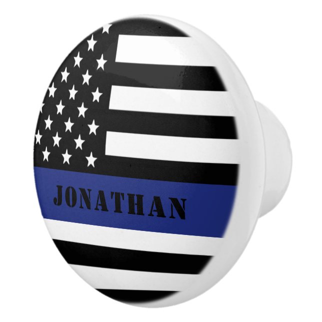 Custom Police Officer Thin Blue Line Police Dept. Ceramic Knob (Right)