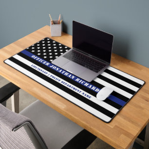 Custom Police Officer Thin Blue Line Police Dept Desk Mat