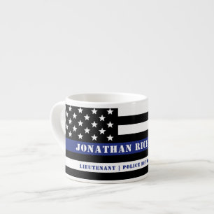 Custom Police Officer Thin Blue Line Police Dept Espresso Cup