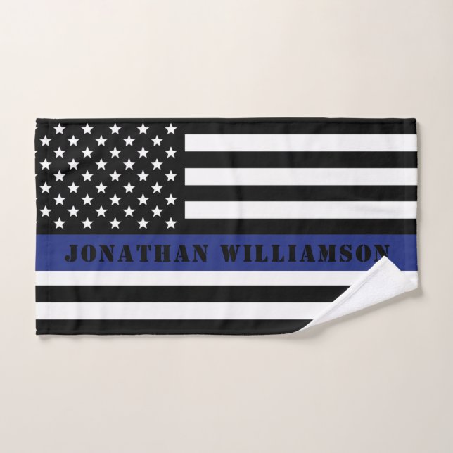 Custom Police Officer Thin Blue Line Police Dept. Hand Towel (Hand Towel)