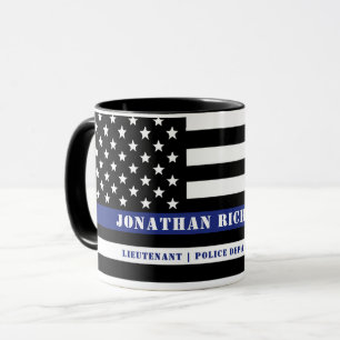 Custom Police Officer Thin Blue Line Police Dept Mug