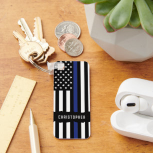 Custom Police Officer Thin Blue Line Police Key Ring
