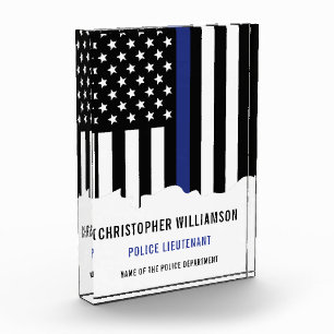 Custom Police Officer Thin Blue Line Police Photo Block