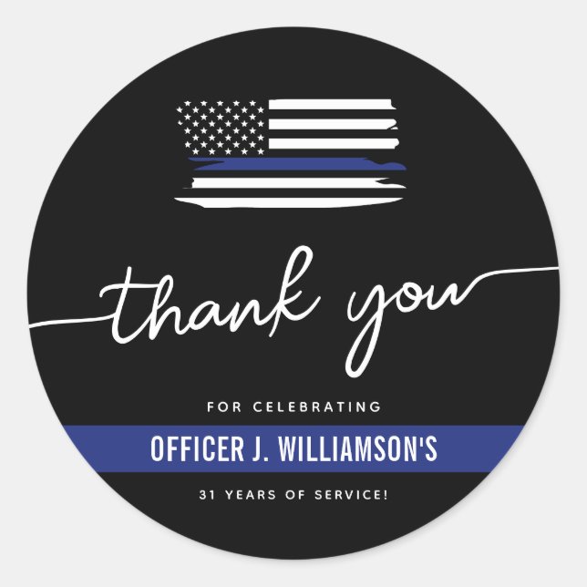 Custom Police Retirement Celebration Classic Round Sticker (Front)