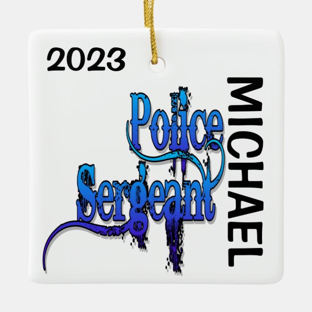 CUSTOM Police Sergeant Ceramic Ornament (Front)