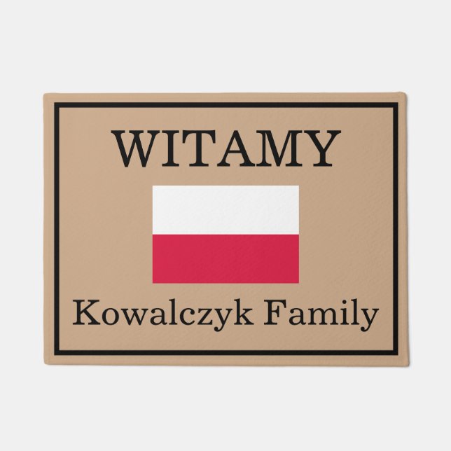Custom Polish Flag Family Name Door Mat (Front)
